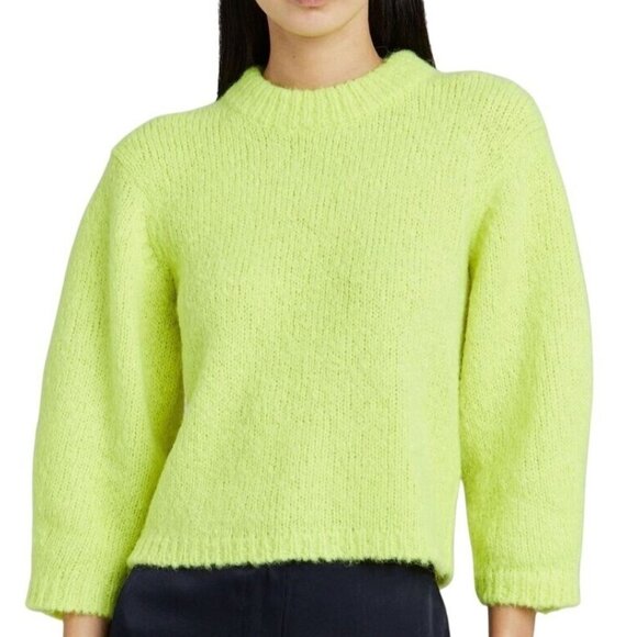 Tibi Cozette Alpaca Neon Green Wool Blend Sweater Women's Small - Picture 1 of 9